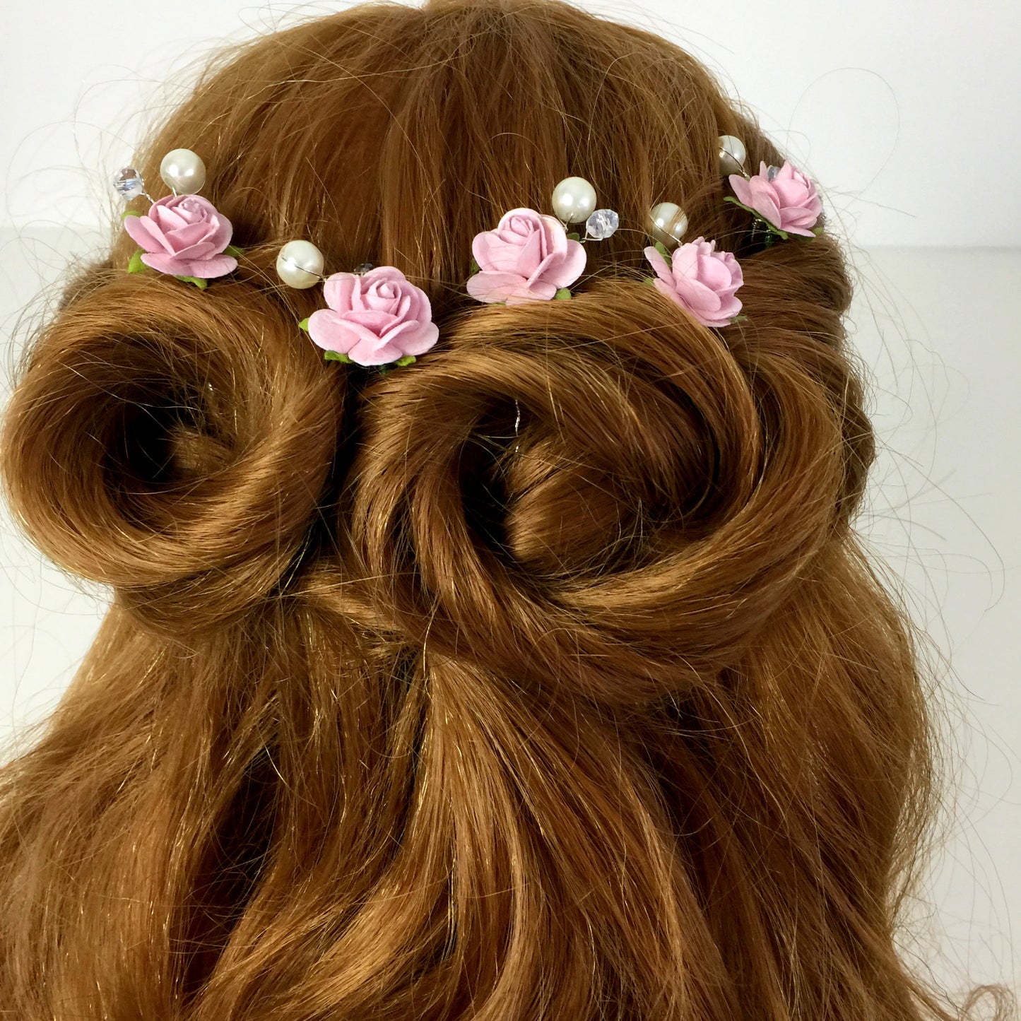 Load image into Gallery viewer, blush pink wedding hair flowers
