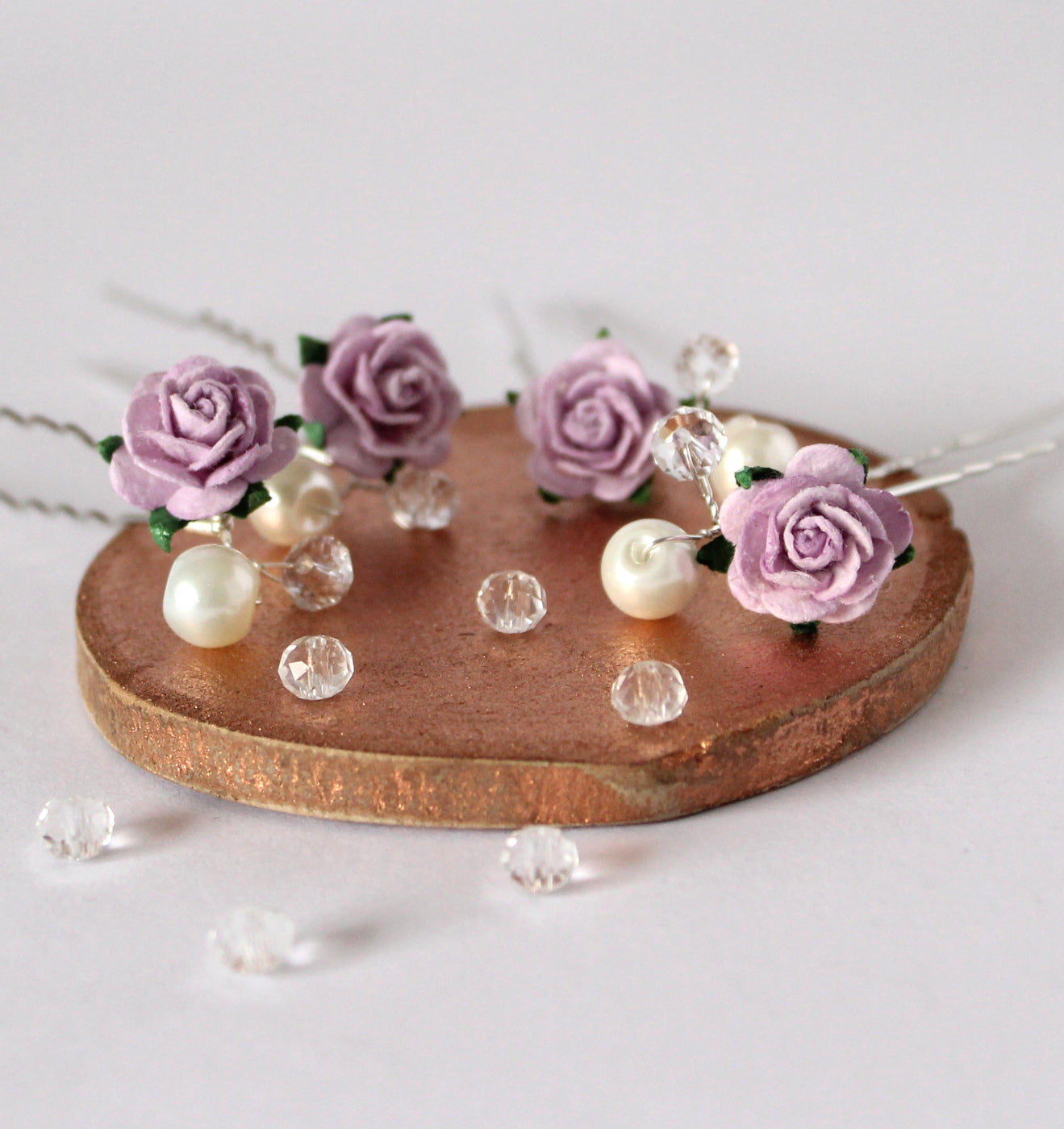 lilac rose hair pins bridesmaid
