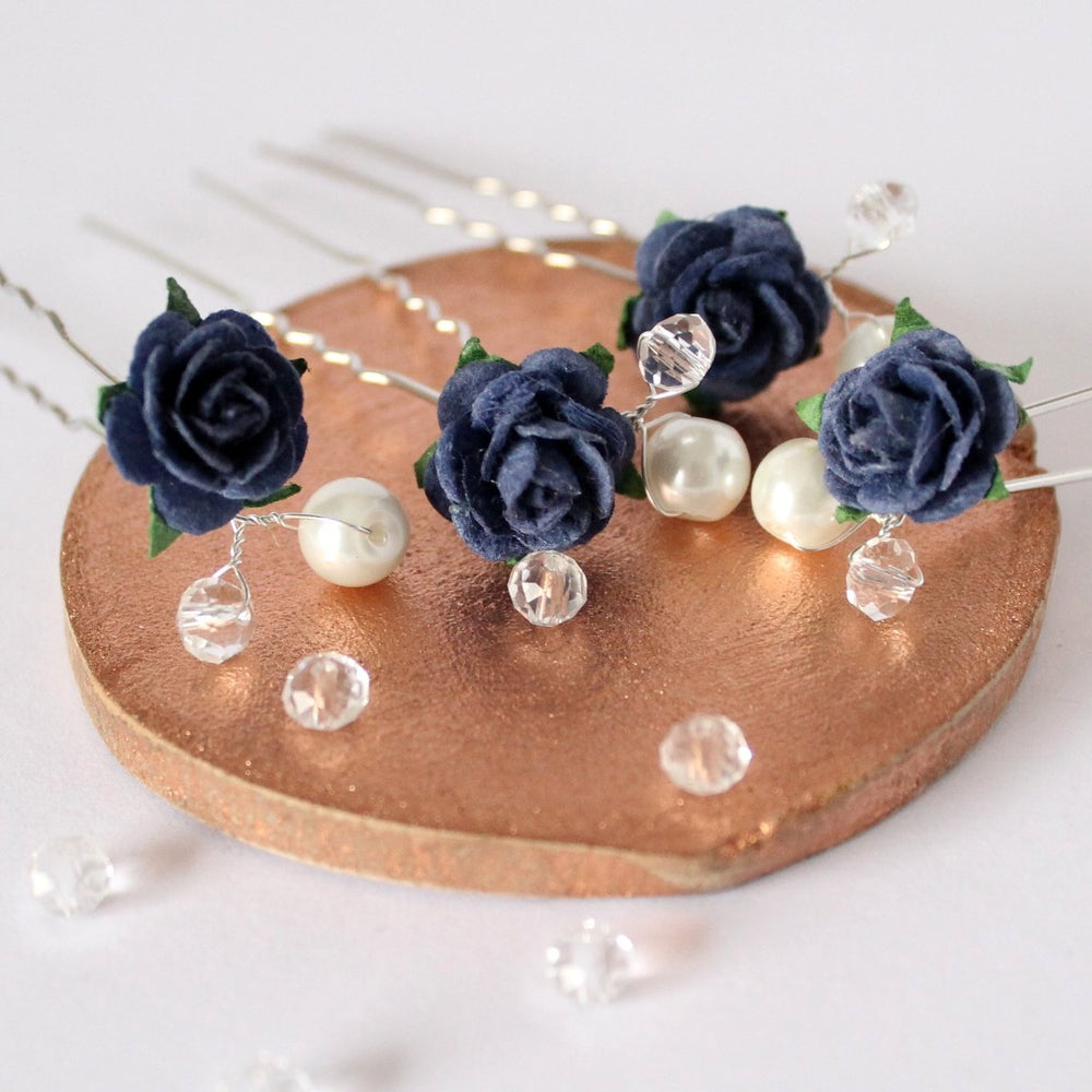 
                      
                        navy rose hair pins with pearls
                      
                    