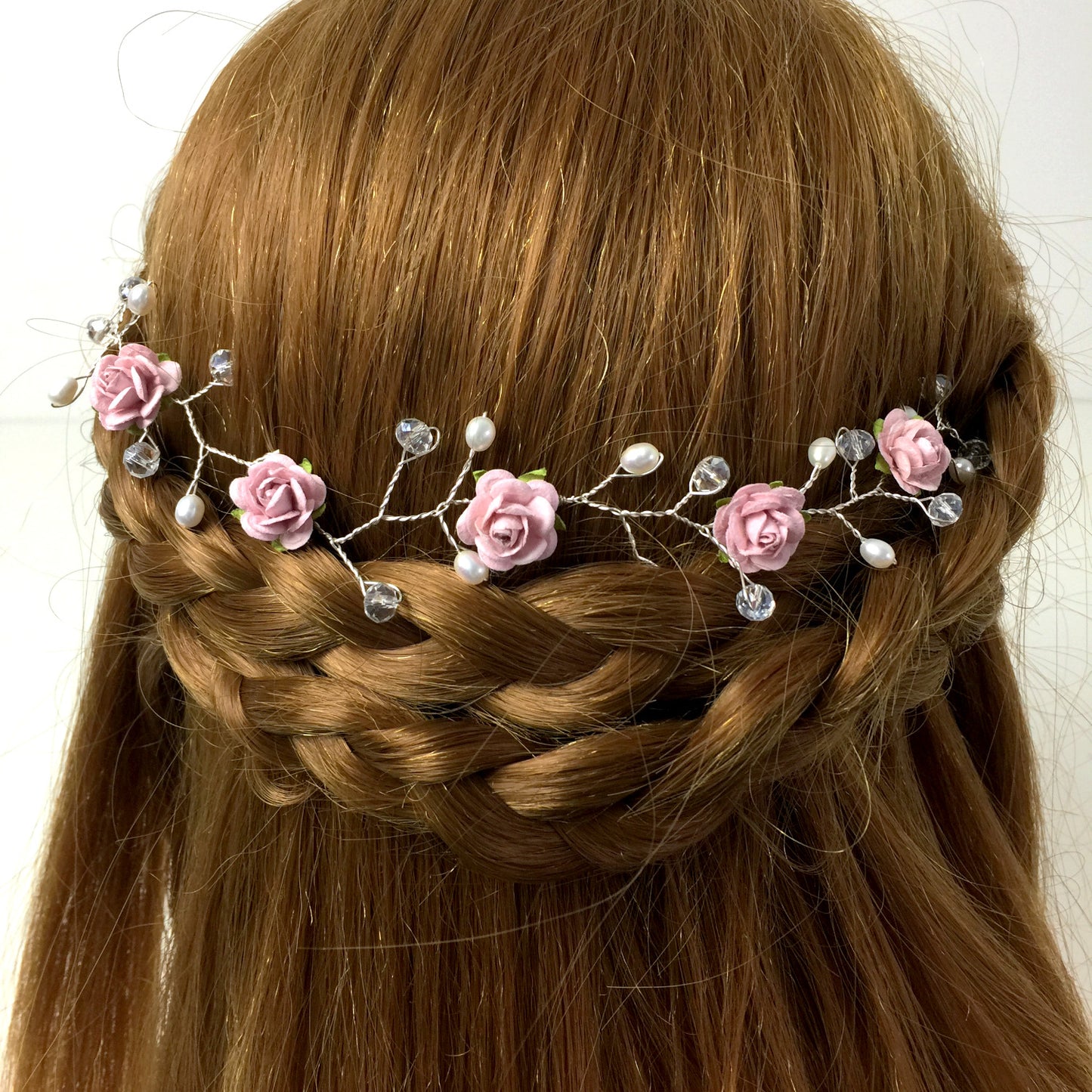 floral wedding hair vine blush pink