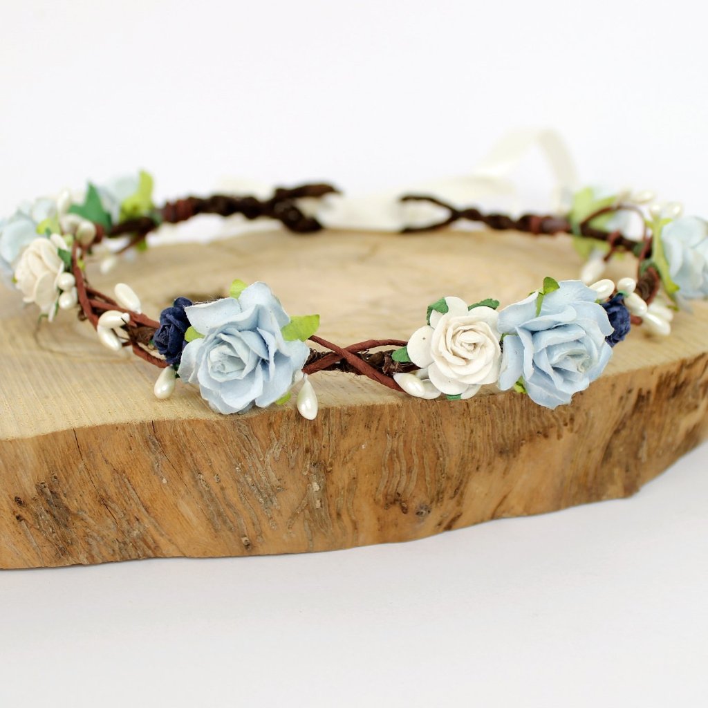 blue rose flower crown
