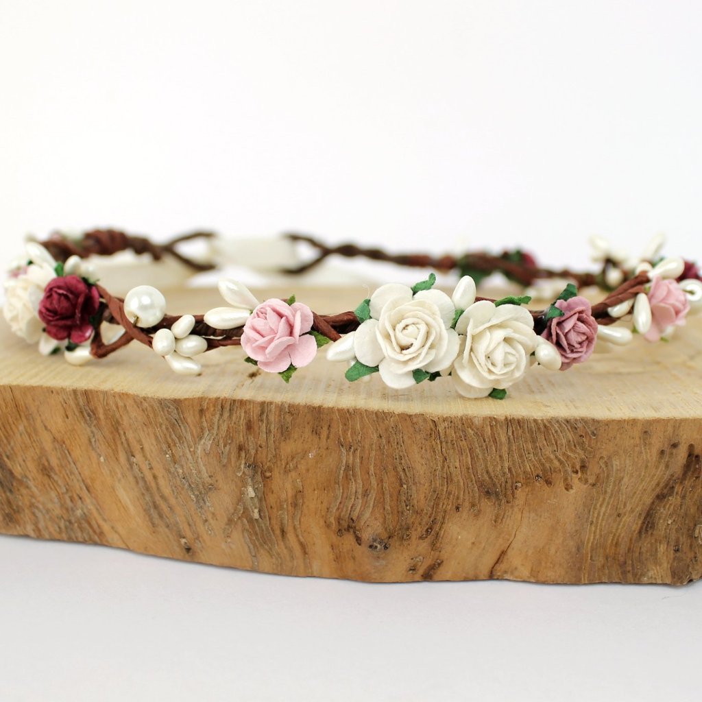 Load image into Gallery viewer, burgundy blush flower crown
