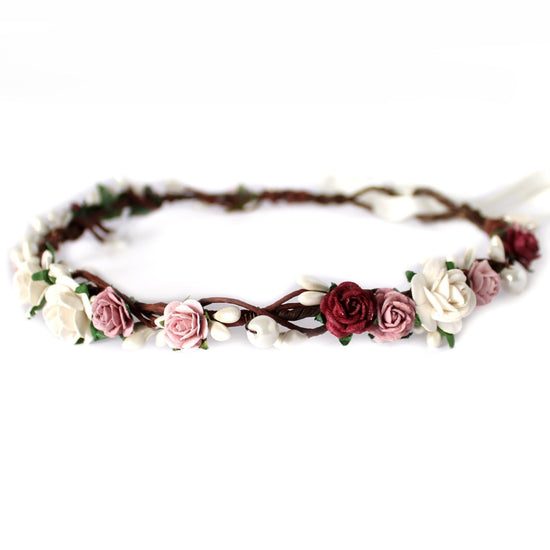 burgundy flower crown bridal uk