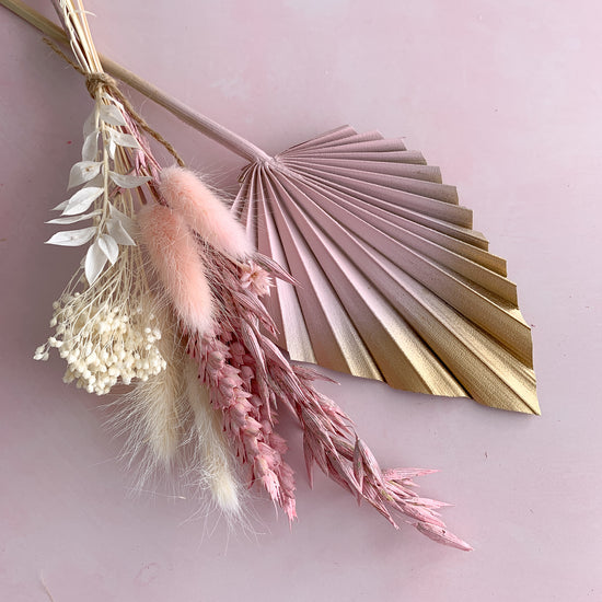 Pale pink gold dried palm spear set