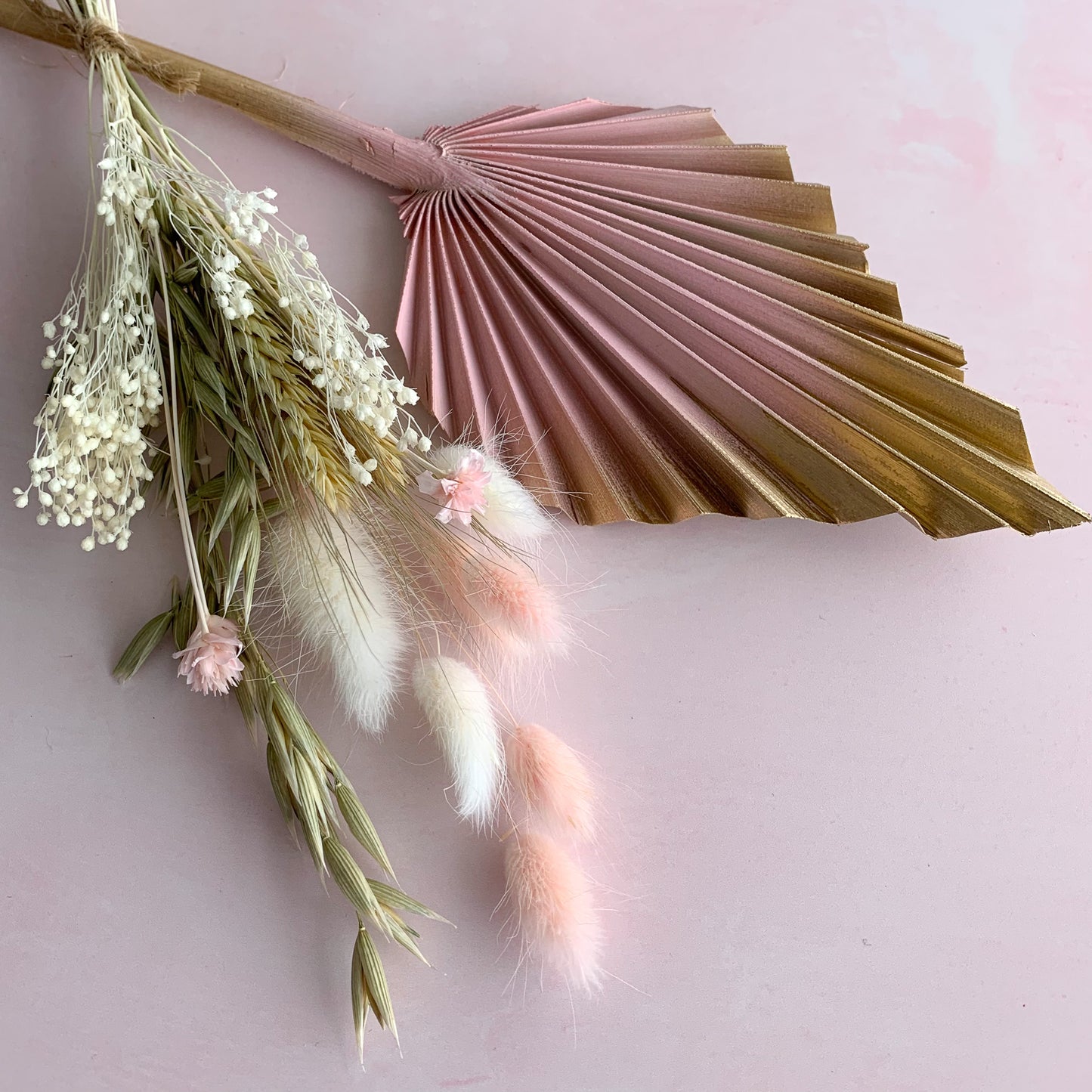 Pink gold and sage dried palm spear set