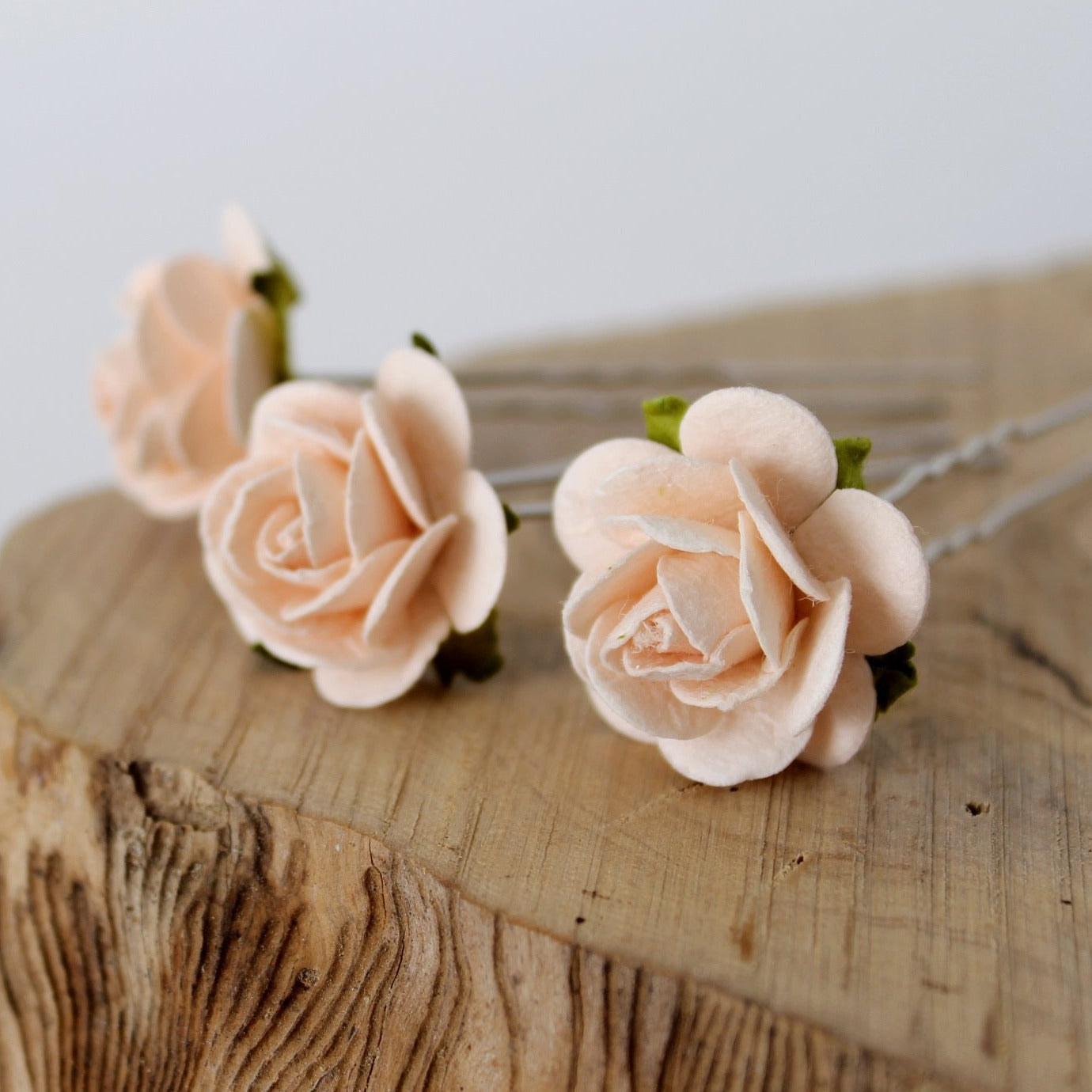 peach flower hair pins pastel wedding