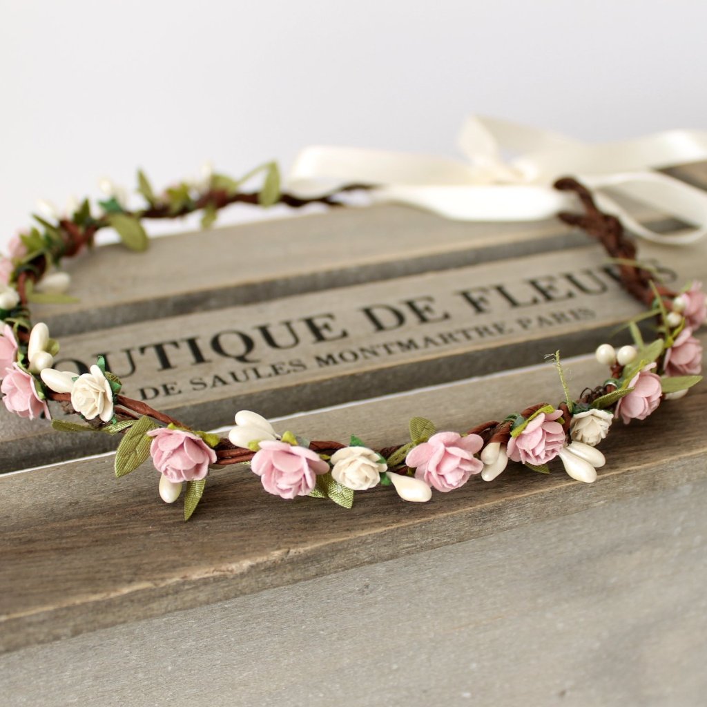 Blush pink flower crown hot sale