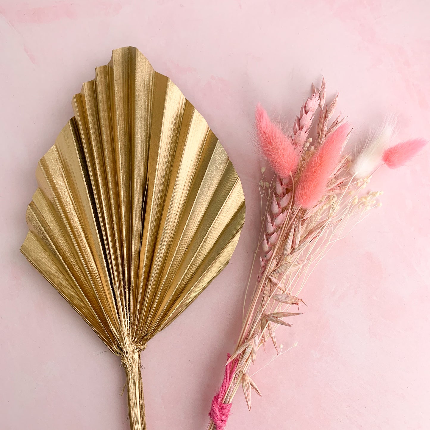 Gold and pink dried palm spear set - not so perfect