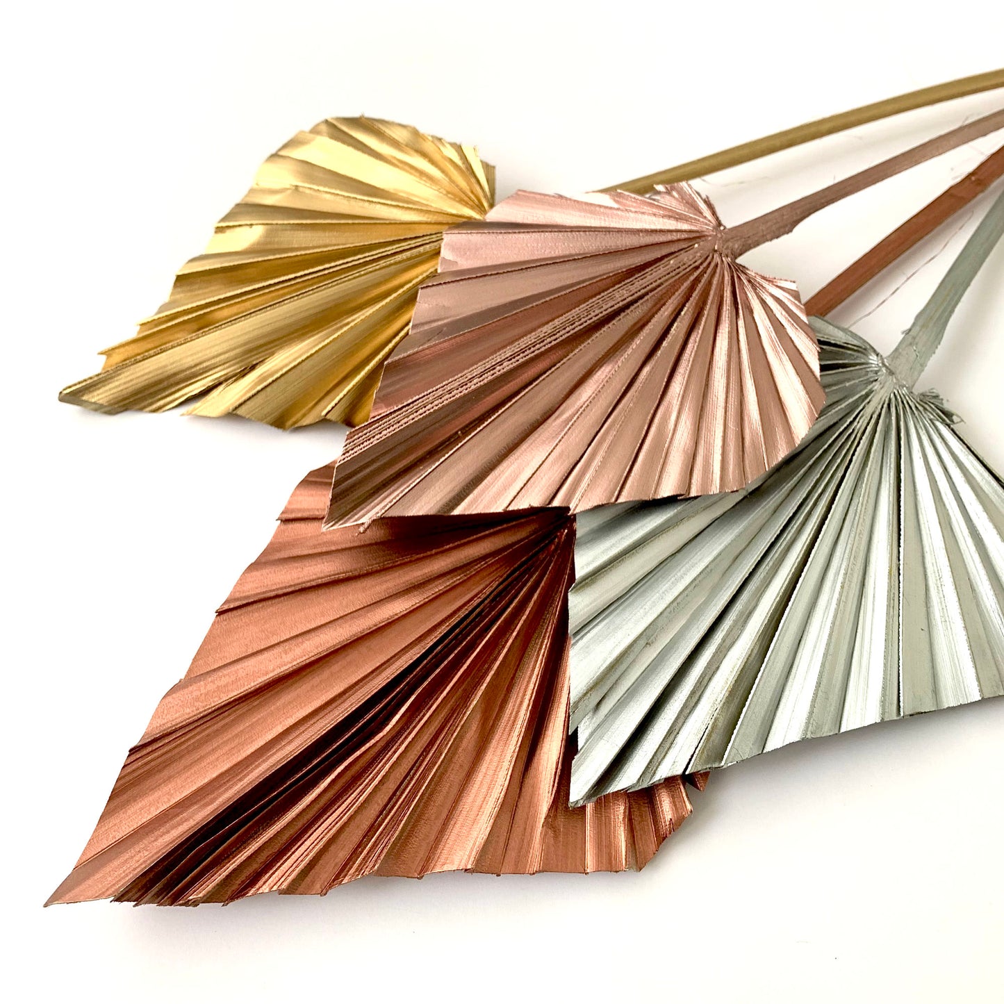 metallic rose gold silver copper dried palm spears