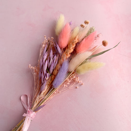 Pastel dried flower baby bouquet