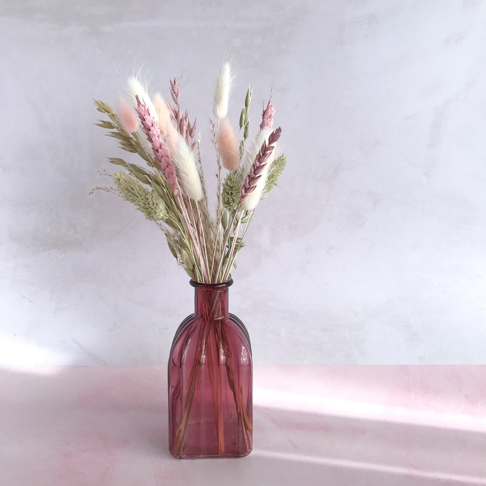 pink and sage dried flowers home decor