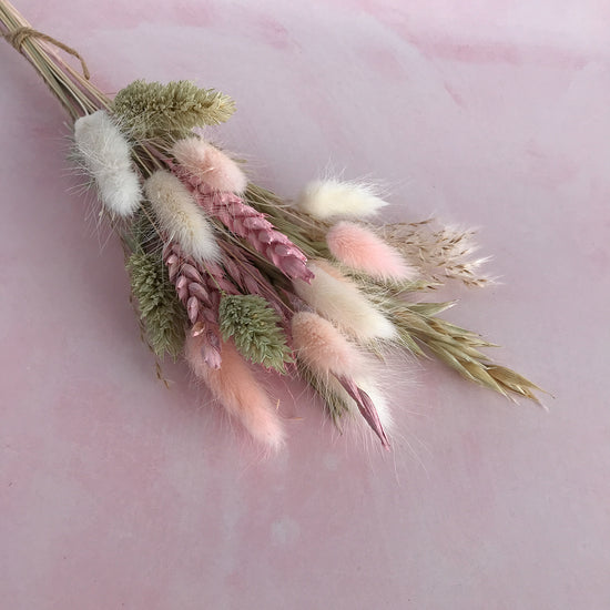 Load image into Gallery viewer, Pink and sage dried flower baby bunch
