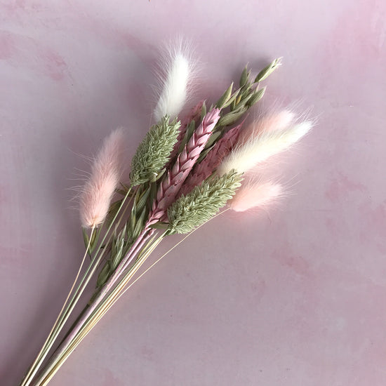 Pink and sage dried flower micro bunch