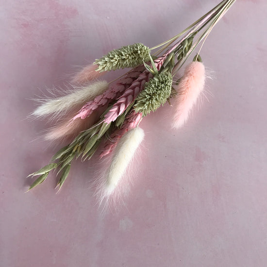 Pink and sage dried flower micro bunch
